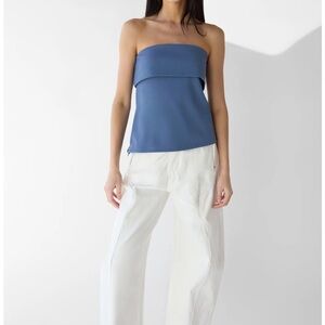 Oak + Fort Blue Strapless Top Size Large